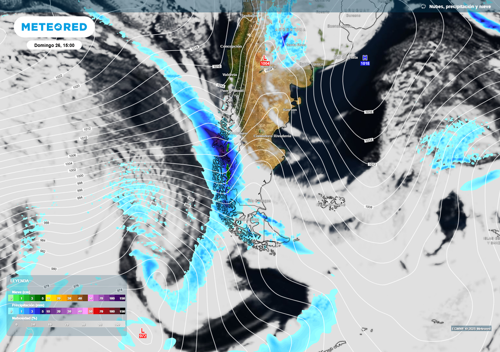 Sistema frontal con río atmosférico llega a Chile el fin de semana: ¿qué regiones cubrirán sus lluvias?